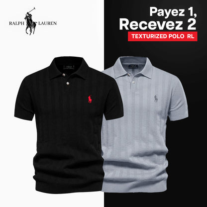 Polo Homme Maille Texturée RL - 1 ACHETÉ = 2 REÇUS