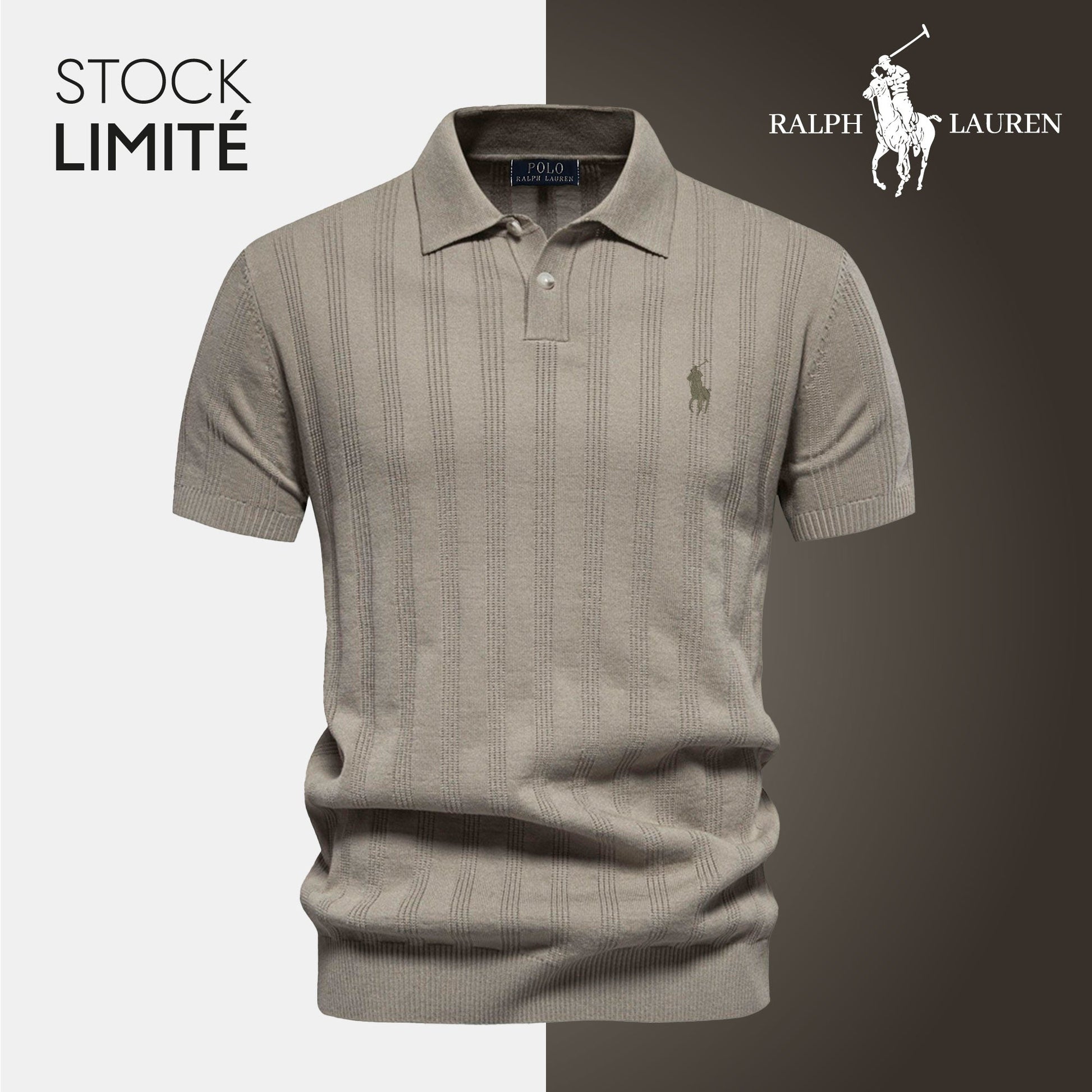 Men's Premium Textured Knit Polo Shirt - Breathable, Stylish, Ralph Lauren Inspired